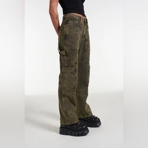 ragged priest combat jean pants sand wash utility high rise straight fit size 34